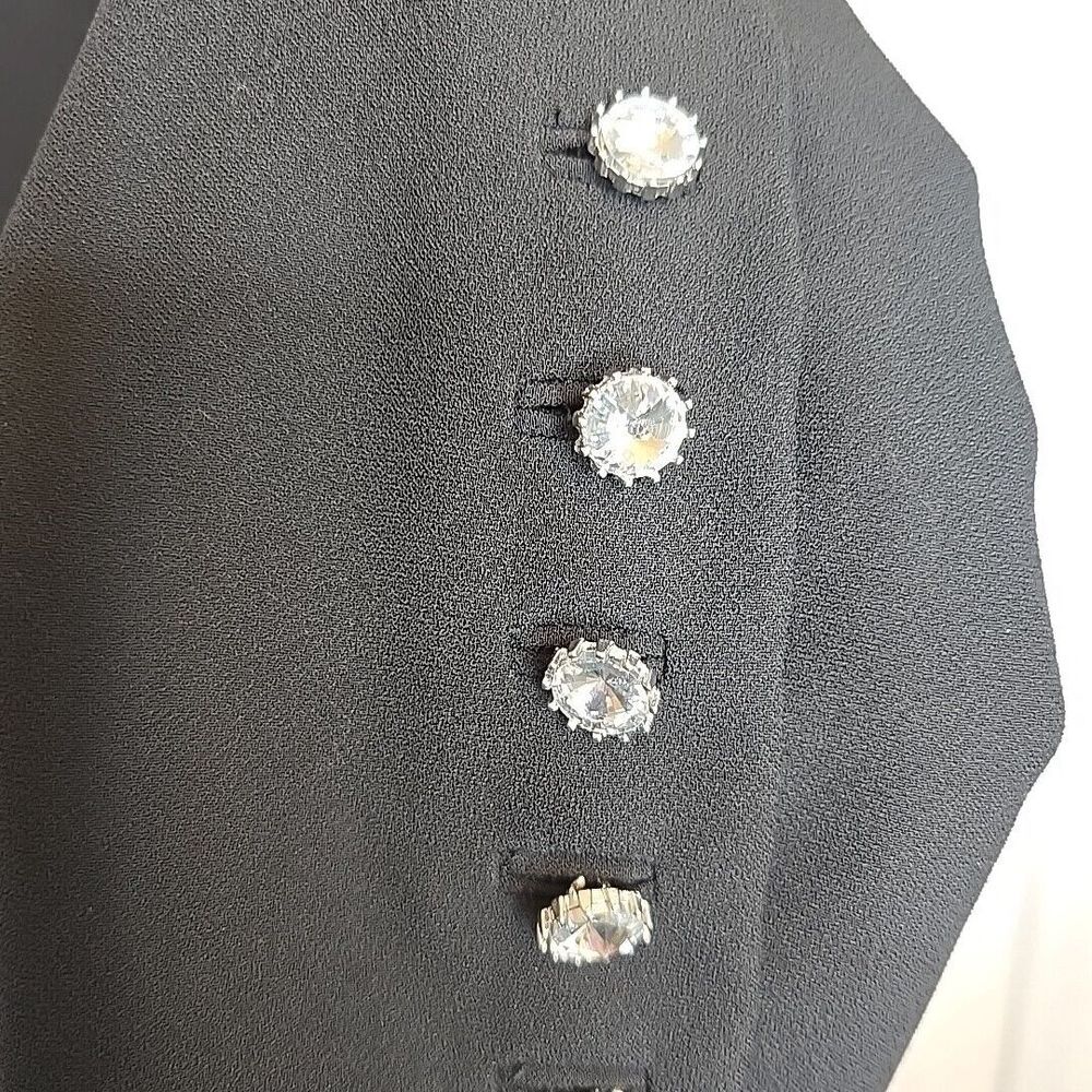 Talbots Size 6 Black Shift Dress‎ Crepe Long Sleeve Crystal Jeweled Buttons Cuff - Picture 11 of 13
